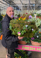 Traditional Winter Moss hanging baskets